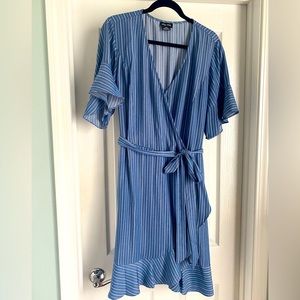 City Chic, striped, cornflower blue dress. Size 18. Gently Used.